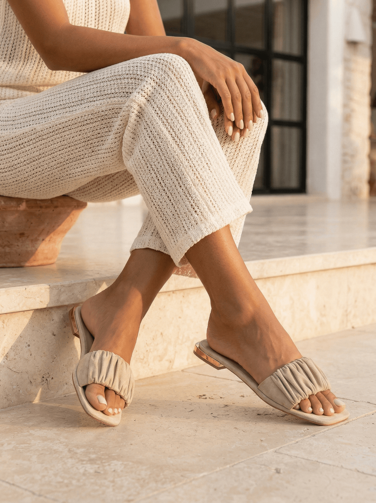 Loretta Sand Suede Sandals - WORKSHOP