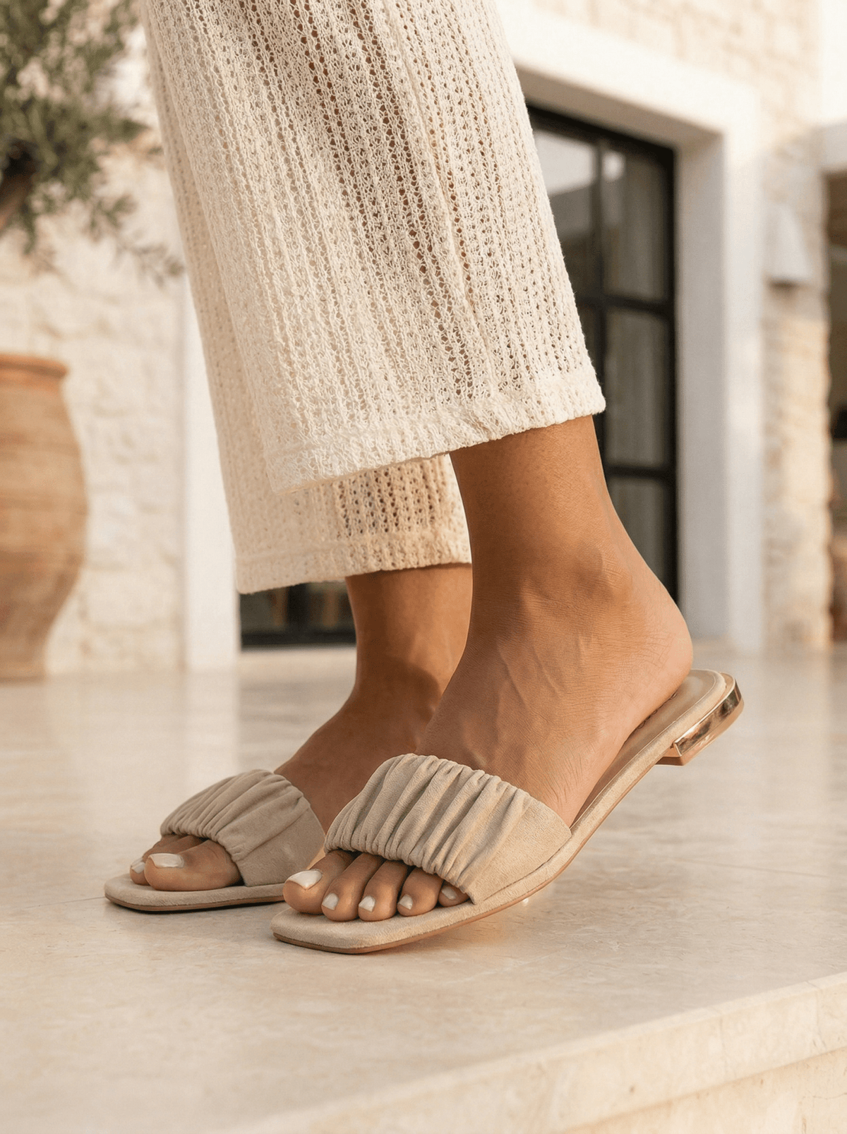 Loretta Sand Suede Sandals - WORKSHOP