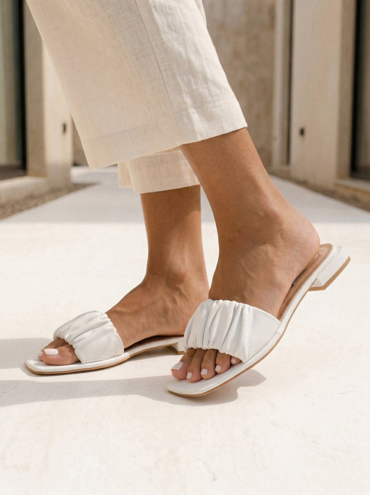 Loretta White Sandals - WORKSHOP